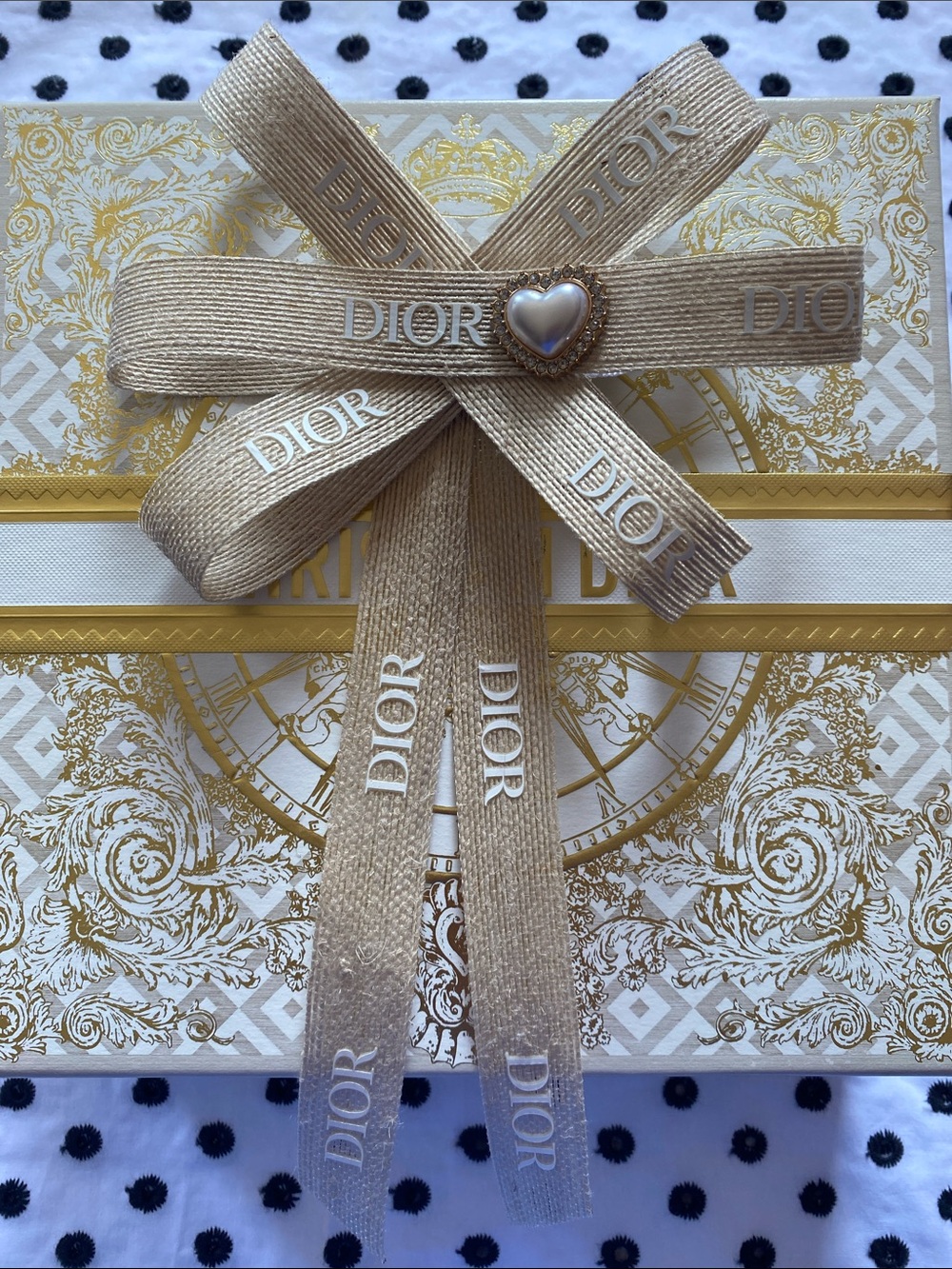 Handmade Dior Tan Decorative Ribbon Hair clip